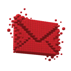 E-Mail-Icon im Stil einer abstrakten 3D-Pixelgrafik