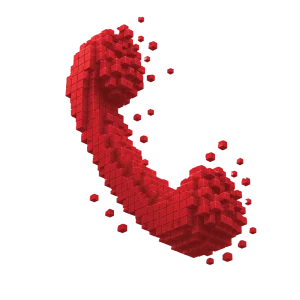 Telefon-Icon im Stil einer abstrakten 3D-Pixelgrafik